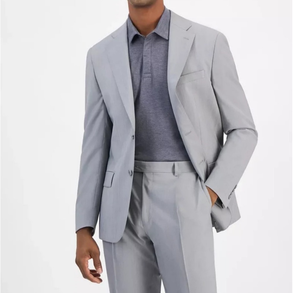 Calvin Klein Men's Slim Fit Suit Jacket 46R Wool Blend Grey